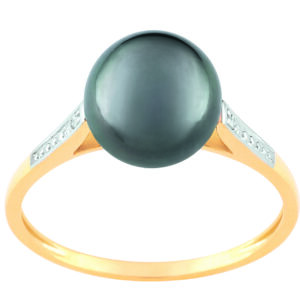 PEARL AND DIAMOND RING-091N45BNB5-18KT