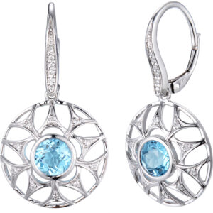 DIAMOND AND BLUE TOPAZ EARRING-161772ER_PD277232